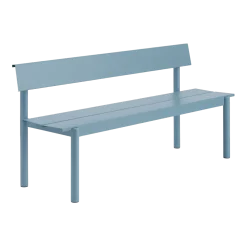 Banc de jardin avec dossier en acier bleu clair 170x34cm Linear - Muuto