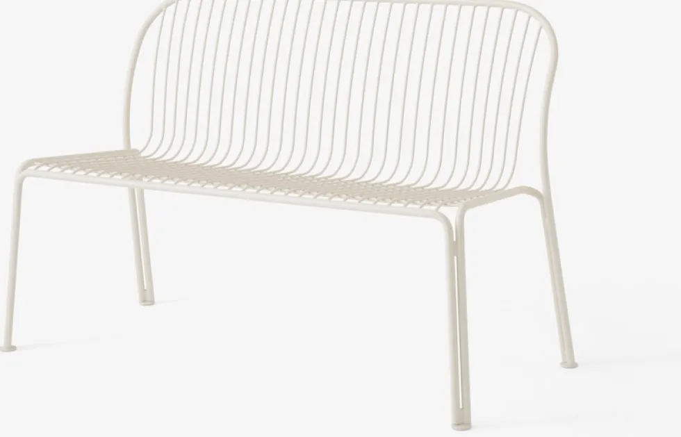 Banc de jardin avec dossier en acier ivoire Thorvald SC111 - &tradition
