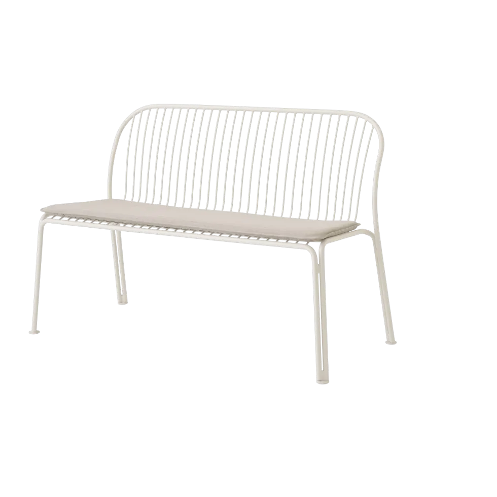 Banc de jardin avec dossier en acier ivoire Thorvald SC111 - &tradition