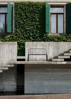 Banc de jardin avec dossier en acier noir chaud Thorvald SC111 - &tradition
