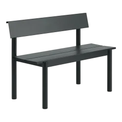Banc de jardin avec dossier en acier noir 110x34cm Linear - Muuto