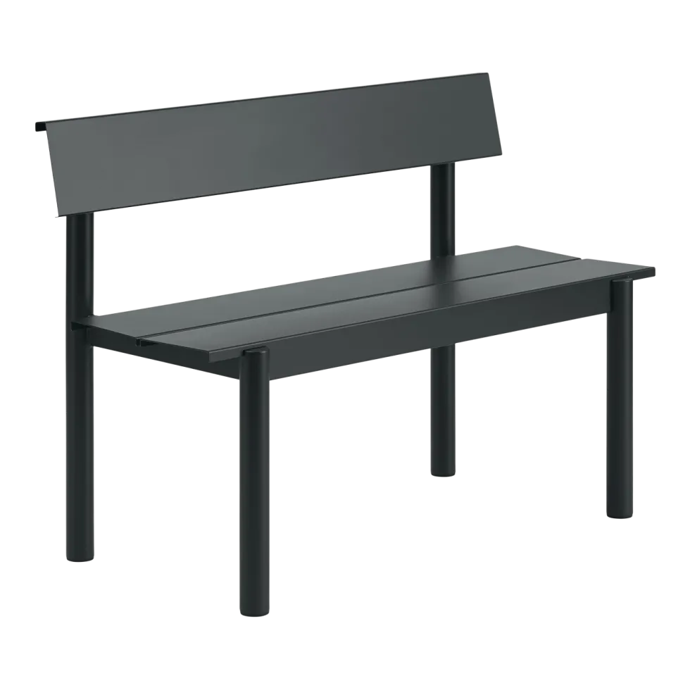 Banc de jardin avec dossier en acier noir 110x34cm Linear - Muuto