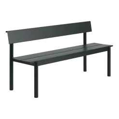 Banc de jardin avec dossier en acier noir 170x34cm Linear - Muuto