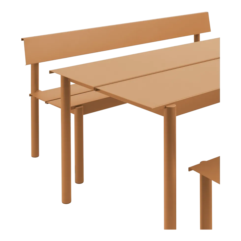 Banc de jardin avec dossier en acier orange 110x34cm Linear - Muuto