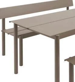 Banc de jardin avec dossier en acier taupe 170x34cm Linear - Muuto