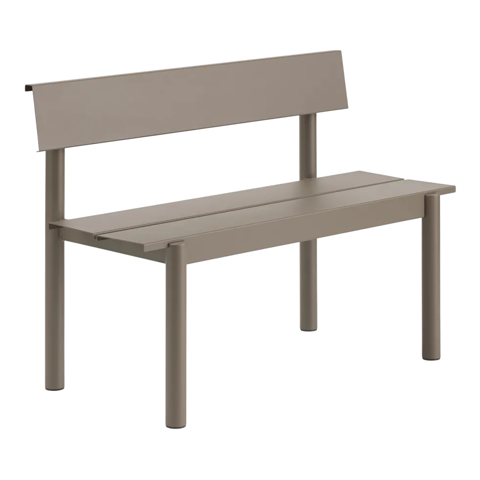 Banc de jardin avec dossier en acier taupe 110x34cm Linear - Muuto