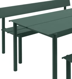 Banc de jardin avec dossier en acier vert foncé 170x34cm Linear - Muuto
