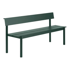 Banc de jardin avec dossier en acier vert foncé 170x34cm Linear - Muuto