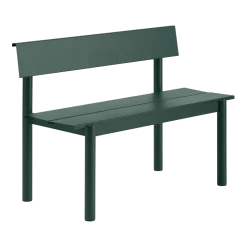 Banc de jardin avec dossier en acier vert foncé 110x34cm Linear - Muuto