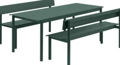 Banc de jardin avec dossier en acier vert foncé 110x34cm Linear - Muuto