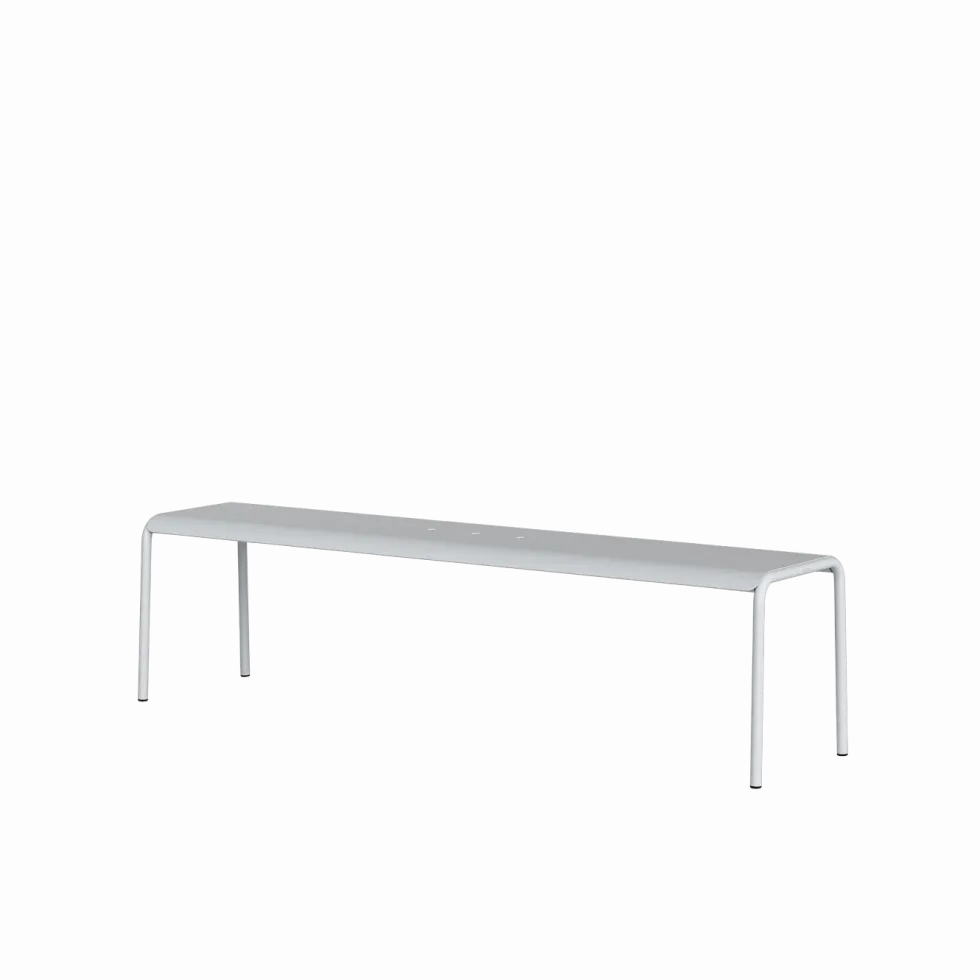 Banc de jardin en acier thermolaqué inoxydable gris craie 170x42x45cm Panorama - TIPTOE