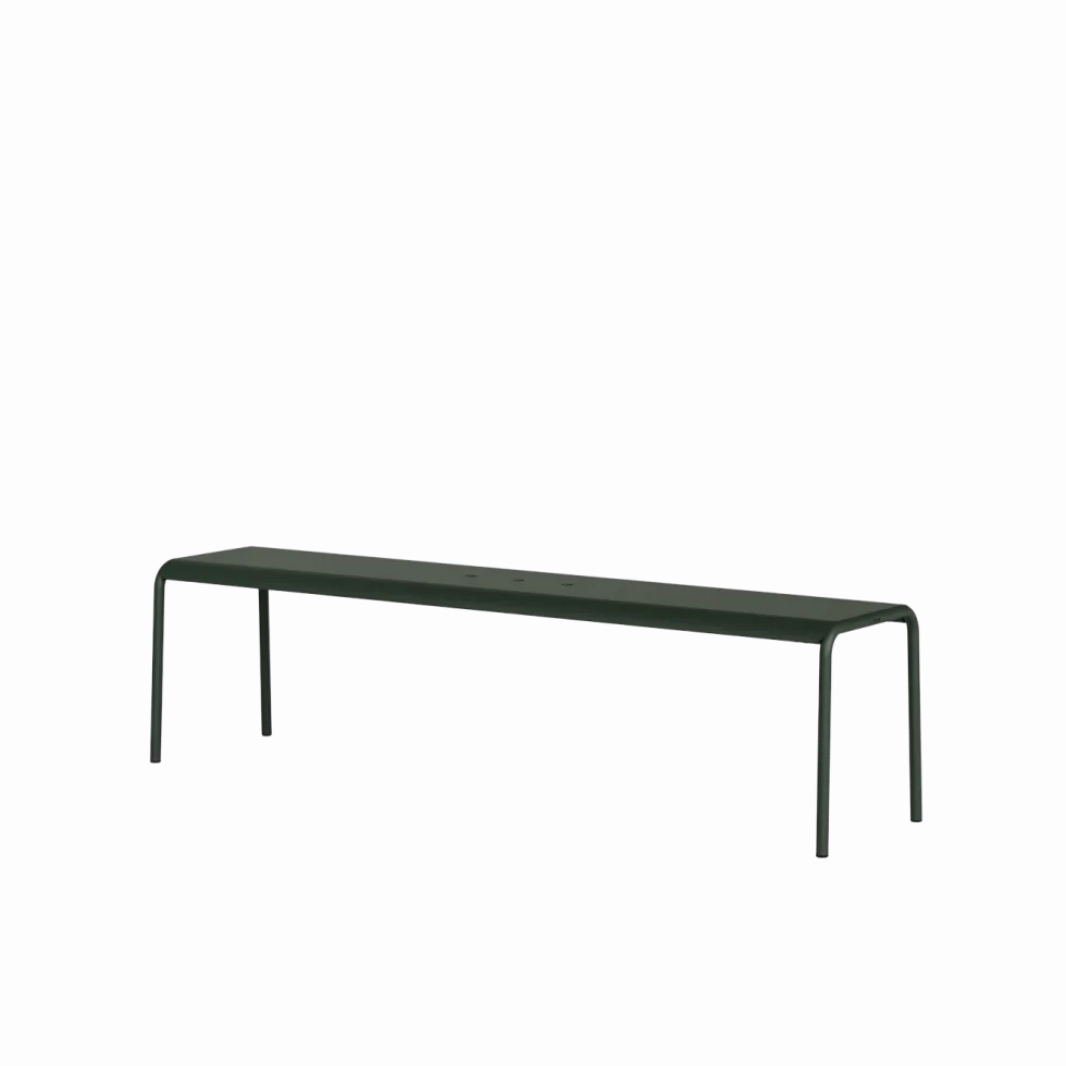 Banc de jardin en acier thermolaqué inoxydable vert forêt 170x42x45cm Panorama - TIPTOE