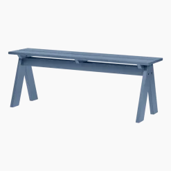 Banc de jardin en bois de pin massif bleu givré 120x40x44cm Navo - noo.ma