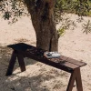 Banc de jardin en bois de pin massif brun cacao 120x40x44cm Navo - noo.ma