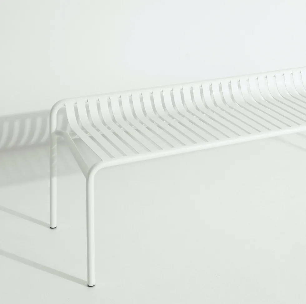 Banc de jardin sans dossier blanc 156 x 48 cm Week-end