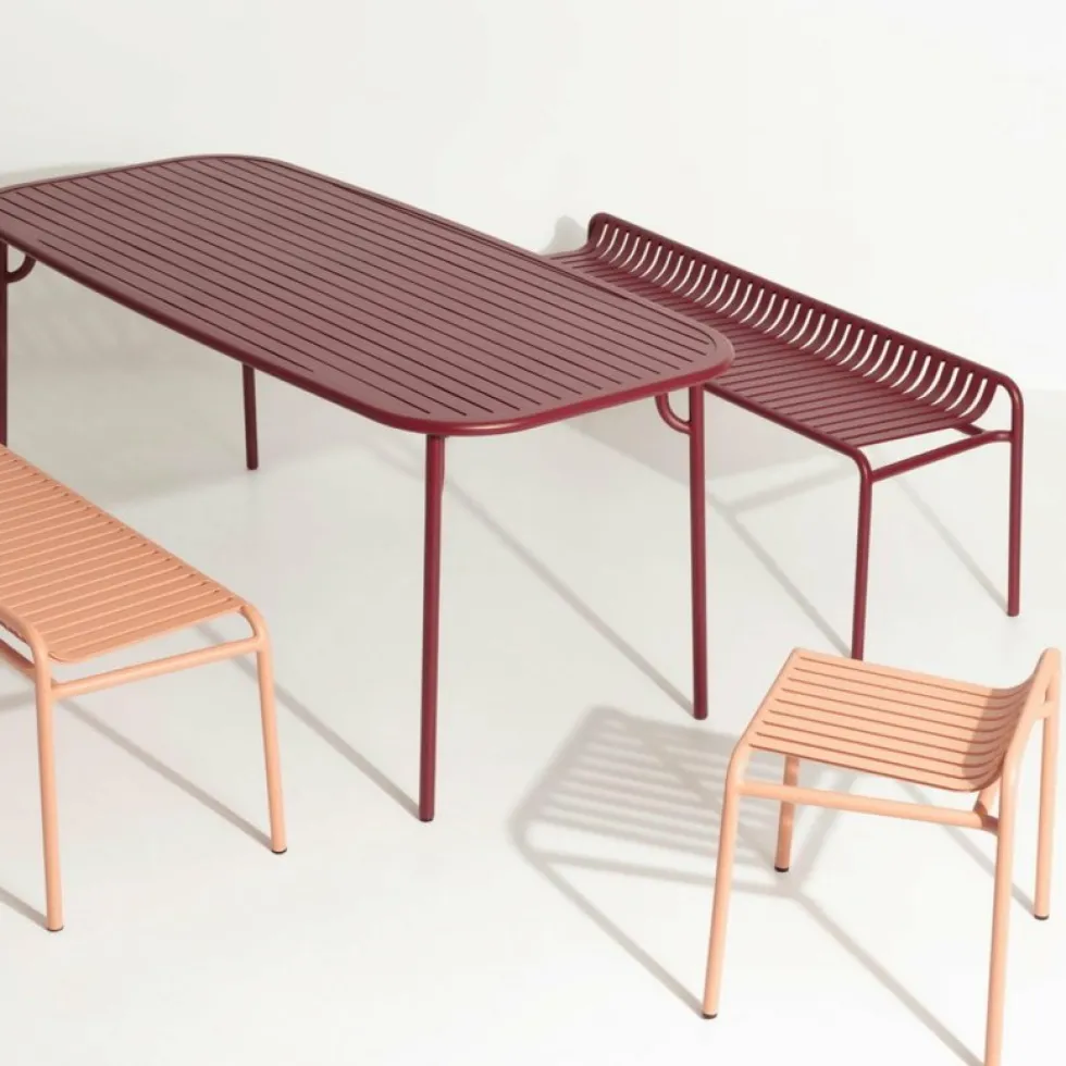 Banc de jardin sans dossier blanc 156 x 48 cm Week-end