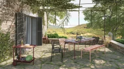 Banc de jardin sans dossier en aluminium terracotta Week-end