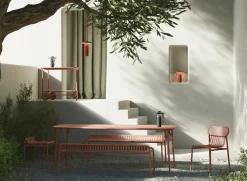 Banc de jardin sans dossier en aluminium terracotta Week-end