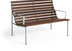 Banc de salon avec accoudoirs en frêne huilé et aluminium 114x70x80cm Traverse - Hay