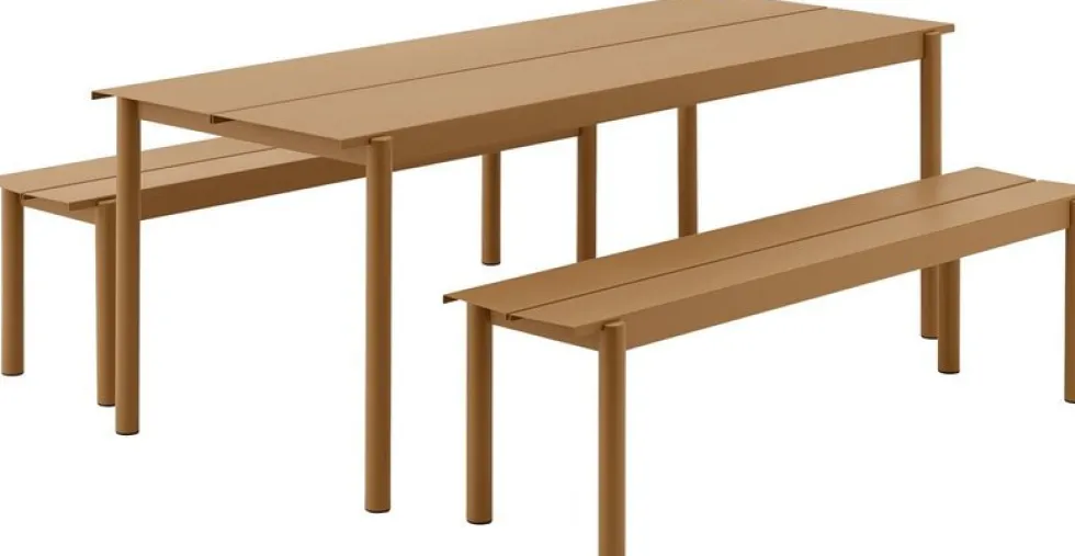 Banc d'extérieur en acier orange 110 x 34 cm Linear - Muuto