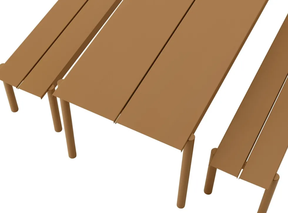 Banc d'extérieur en acier orange 110 x 34 cm Linear - Muuto