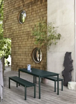 Banc d'extérieur en acier vert foncé 110 x 34 cm Linear - Muuto