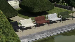 Banc d'extérieur en corde et acier bordeaux 128x70x80cm Palissade - Hay