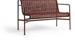 Banc d'extérieur en corde et acier bordeaux 128x70x80cm Palissade - Hay