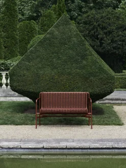 Banc d'extérieur en corde et acier bordeaux 128x70x80cm Palissade - Hay