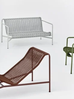 Banc d'extérieur en corde et acier gris 128x70x80cm Palissade - Hay
