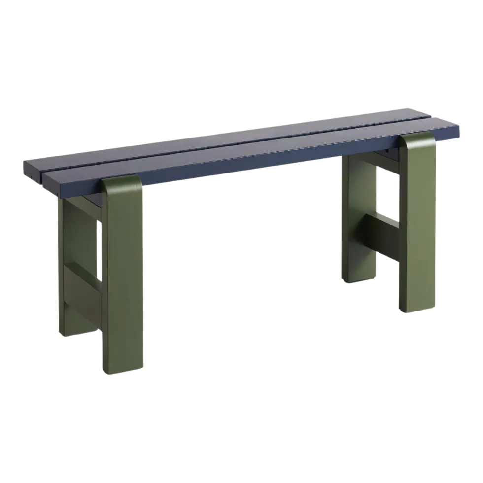 Banc duo en pin laqué bleu métal et olive 111 x 23 x 45 cm Weekday - Hay