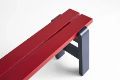 Banc duo en pin laqué vin rouge et bleu métal 111 x 23 x 45 cm Weekday - Hay