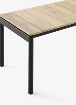 Banc en acier et teck noir chaud 110 cm Ville AV27 - &tradition