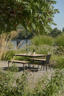 Banc en acier et teck vert bronze 110 cm Ville AV27 - &tradition