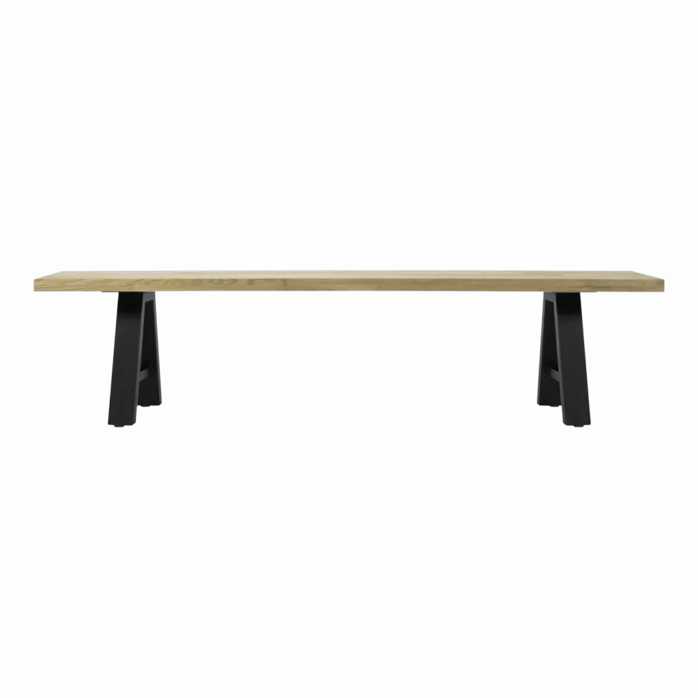 Banc en teck massif et structure noire 195x40 cm Matteo - Vincent Sheppard