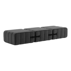 Banc modulable en tissu dama gris foncé 204x68x34cm Curt - Ambivalenz