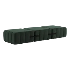 Banc modulable en tissu dama vert foncé 204x68x34cm Curt - Ambivalenz