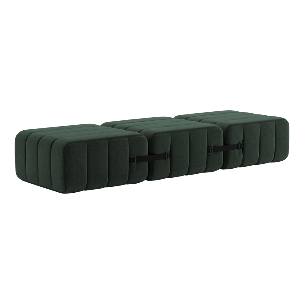 Banc modulable en tissu dama vert foncé 204x68x34cm Curt - Ambivalenz