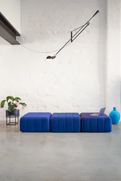 Banc modulable en tissu dama vert foncé 204x68x34cm Curt - Ambivalenz