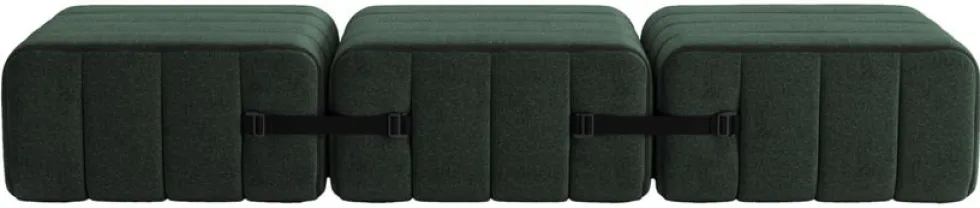 Banc modulable en tissu dama vert foncé 204x68x34cm Curt - Ambivalenz