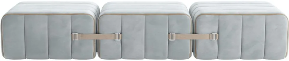 Banc modulable en velours barcelone bleu clair 204x68x34cm Curt - Ambivalenz