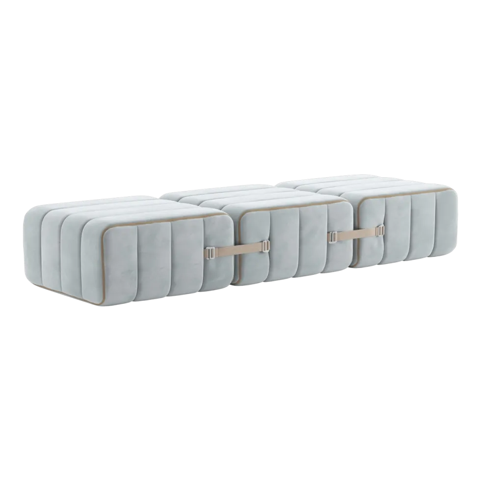 Banc modulable en velours barcelone bleu clair 204x68x34cm Curt - Ambivalenz