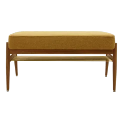 Banquette en tissu bouclé moutarde et bois de frêne foncé 90 Fox 90 - 366 Concept