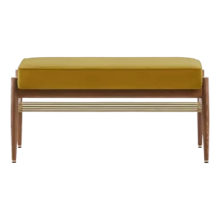 Banquette en velours brillant moutarde et bois de frêne foncé 90 Fox 90 - 366 Concept