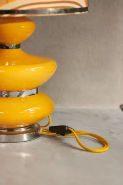 Base de lampe en verre jaune et chrome Bubble Honey - HKLIVING