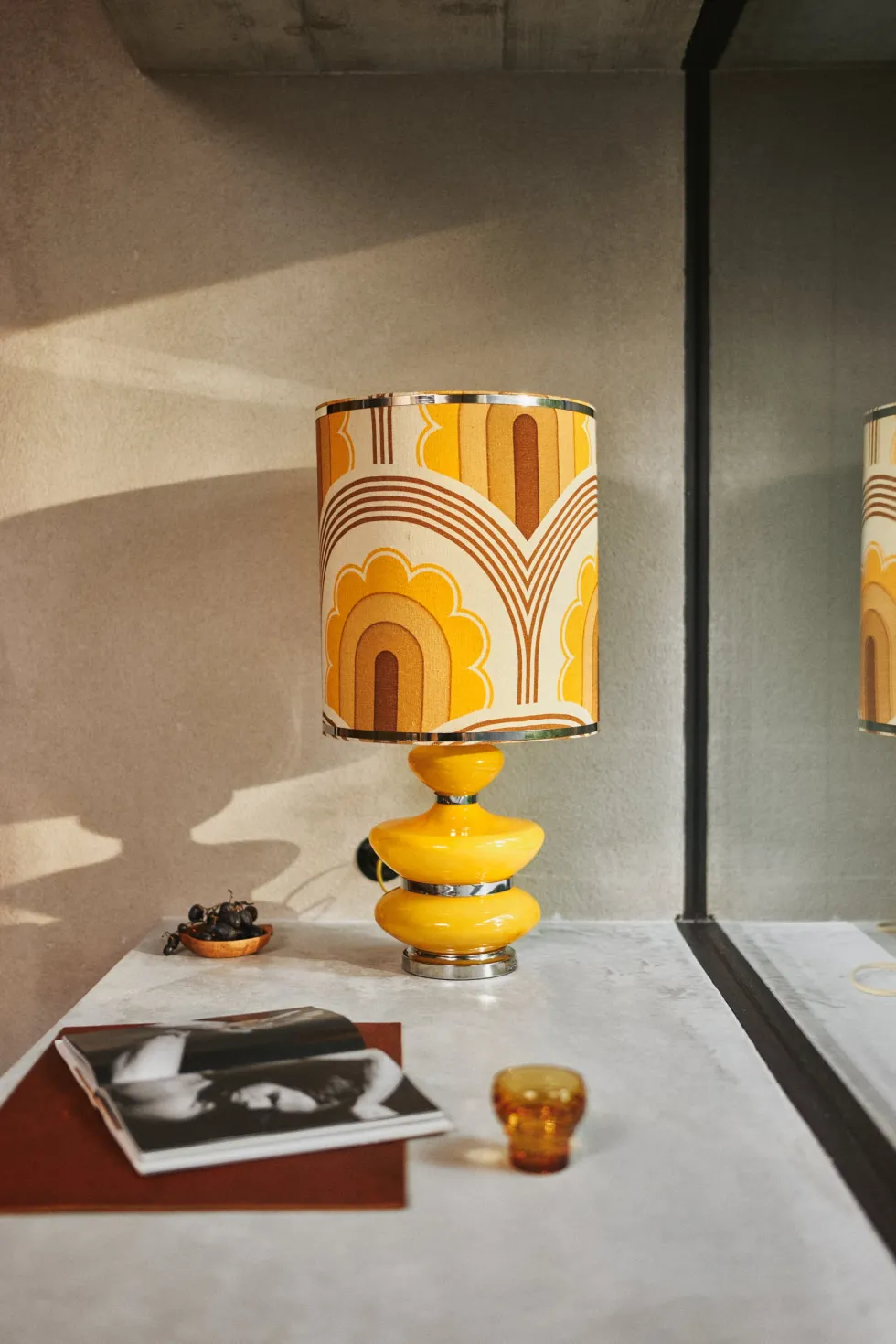 Base de lampe en verre jaune et chrome Bubble Honey - HKLIVING