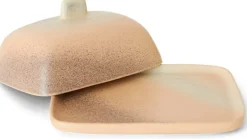 Beurrier en grès rose 15,5x12x7,5cm Breeze - HKLIVING