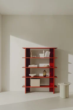 Bibliothèque en acier rouge tomate 156cm Hes - noo.ma