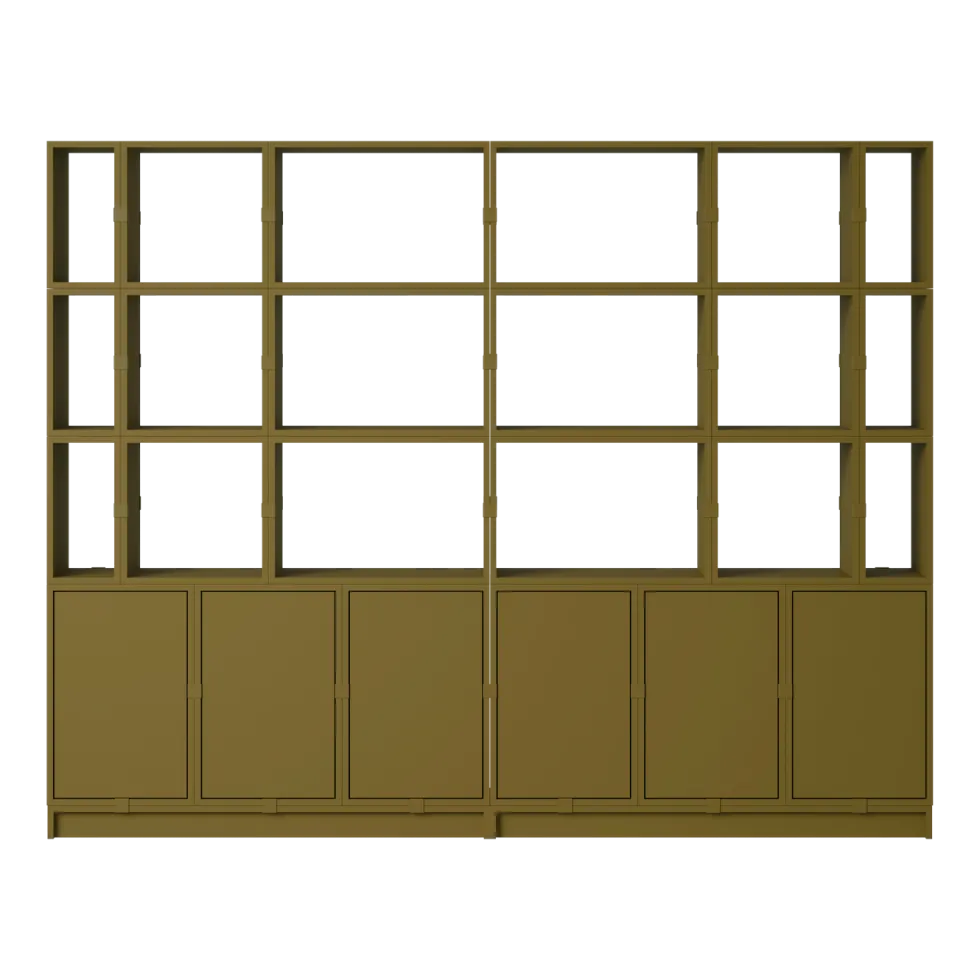 Bibliothèque en bois mdf marron vert 262x206cm Stacked Configuration 2 - Muuto