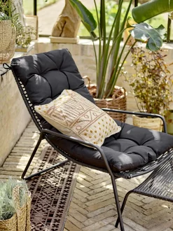 Boel Chaise Longue Avec Tabouret Noir Métal - Bloomingville